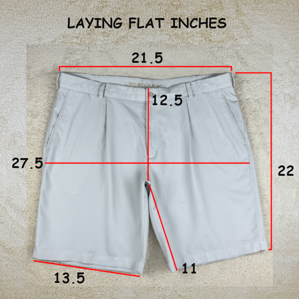 Nike Golf Chino Shorts Mens 42 Khaki Performance Pleated Front 4 Pockets Logo - Picture 8 of 10